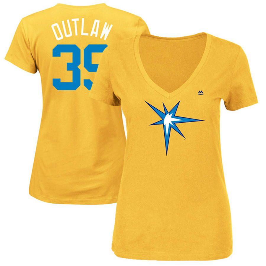 Yellow Outlaw Logo - Women's Tampa Bay Rays Kevin Kiermaier 