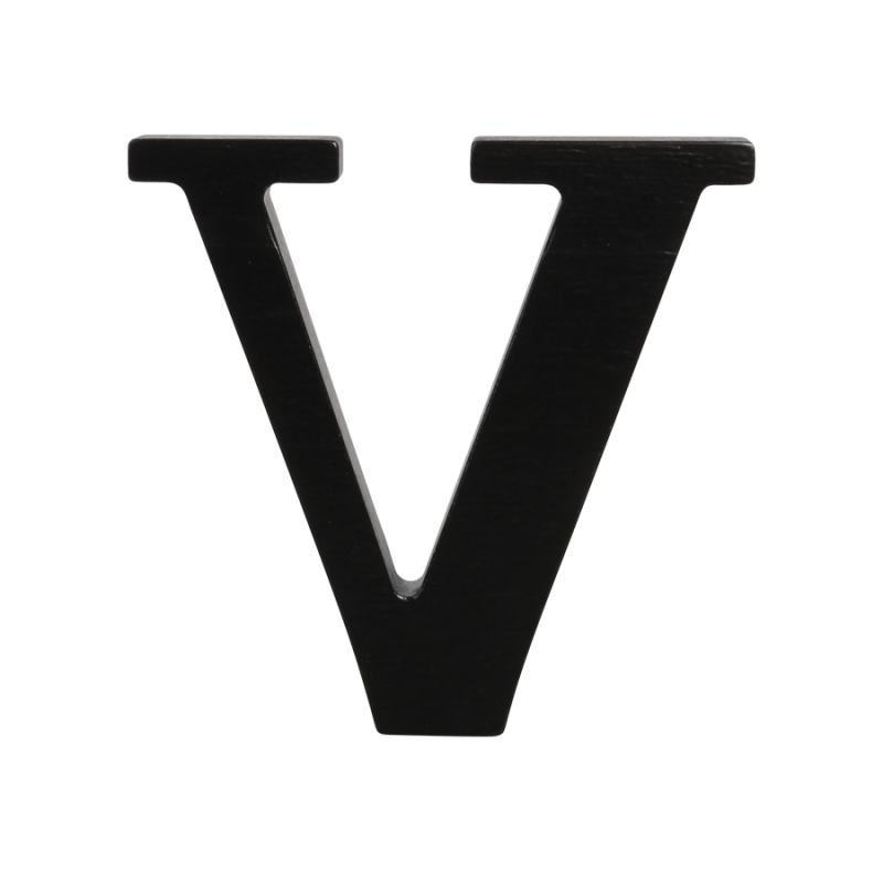 Black Letter V Logo - Wooden letter V, black