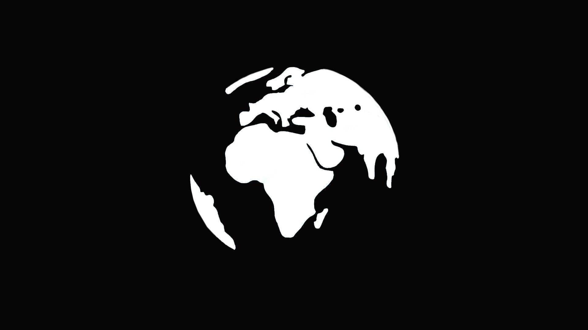 Cartoon Earth Logo - Wallpaper : illustration, black background, Asia, minimalism ...