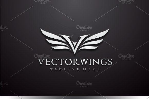 Black Letter V Logo - Vector Wings V Logo Logo Templates Creative Market