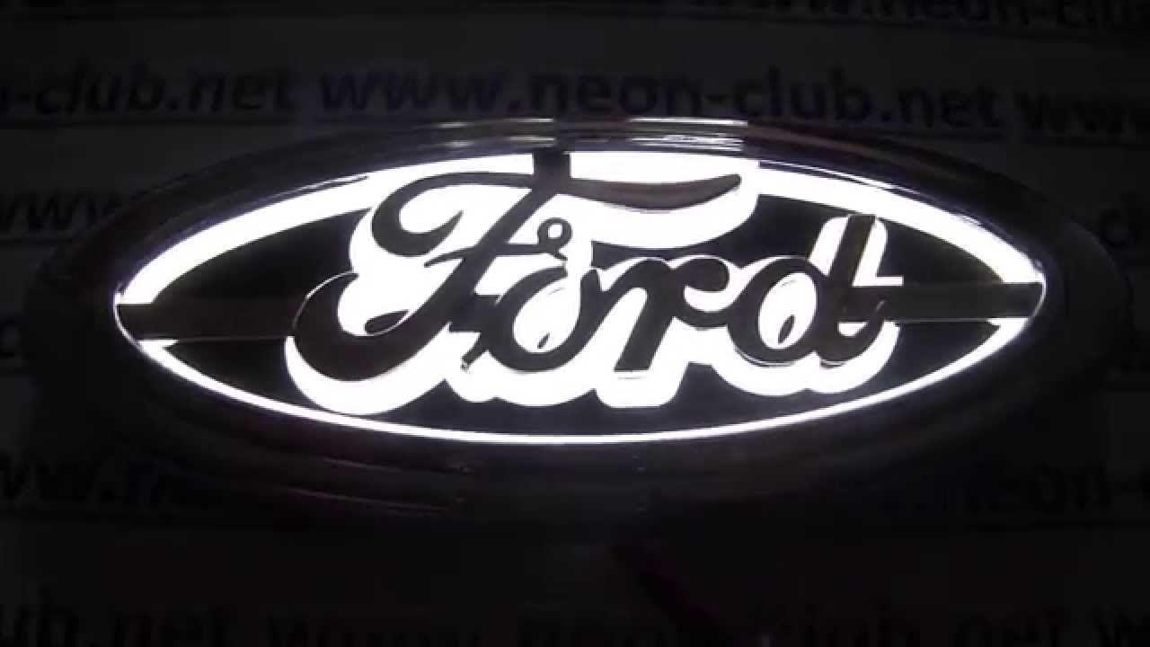 White Ford Logo - Ford auto parts like ford focus emblem - white led light car ford ...
