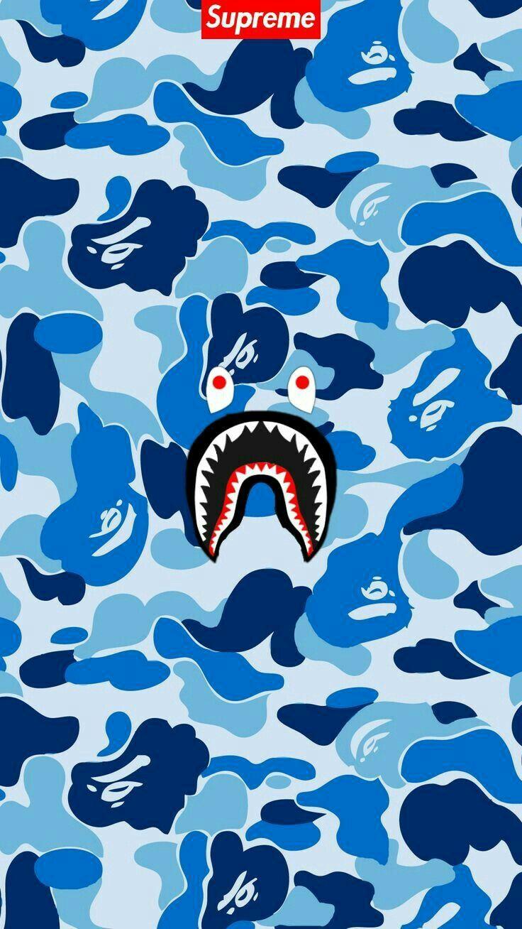 Blue Camo Supreme Logo - Pin by Steven Ray White on Cool Camo | Supreme wallpaper, Bape ...
