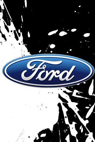 White Ford Logo - Ford Logo in Black & White Splash Background iPhone Wallpaper ...