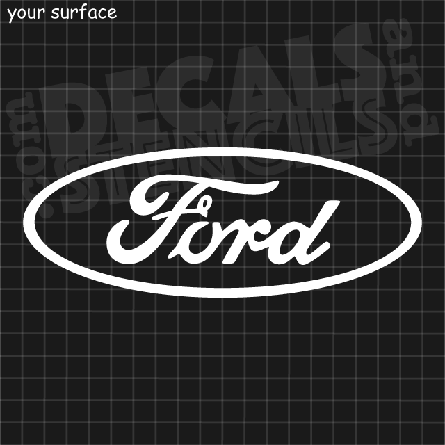 White Ford Logo - Pre Made Ford Vinyl Decals and Paint Stencils
