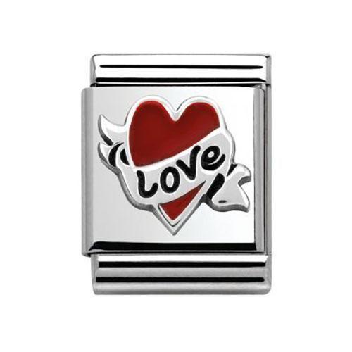 Gray and Red Heart Logo - Nomination Composable Big Red Heart With Love Banner Charm – Hugh Rice