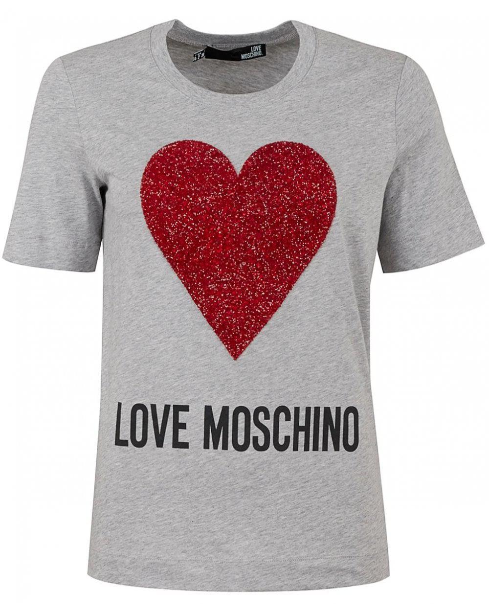 Gray and Red Heart Logo - Love Moschino Sparkle Heart Logo in Gray