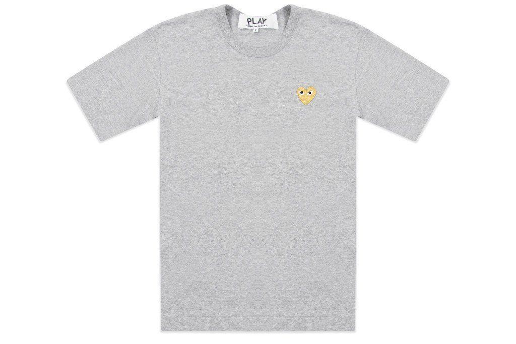 Gray and Red and Gold Logo - Comme des Garcons PLAY Gold Heart T-Shirt - Grey – Feature Sneaker ...