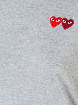 Gray and Red Heart Logo - Comme Des Garçons Play Double Heart Logo T Shirt $93 SS19
