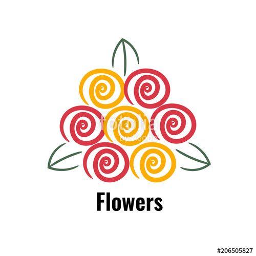 Red and Yellow Flower Looking Logo - Floral logo vector. Flower bouquet. Logotype sign. Red and yellow ...