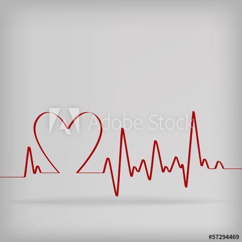 Gray and Red Heart Logo - Red Heart Beats Cardiogram on White background. OHCA LOGOS. Heart