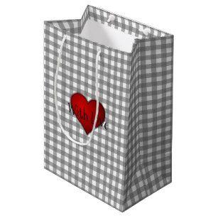 Gray and Red Heart Logo - Red Heart Pattern Gift Bags | Zazzle.co.uk