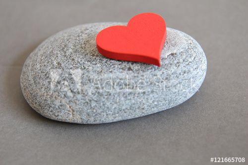 Gray and Red Heart Logo - Love. Red heart on the stone background. Gray background. Heart ...