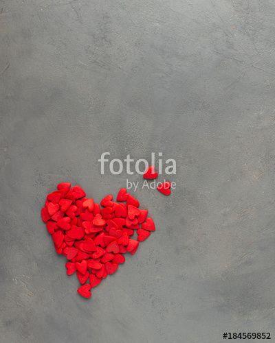 Gray and Red Heart Logo - Valentines day background with red heart. Sweet candy hearts on a ...