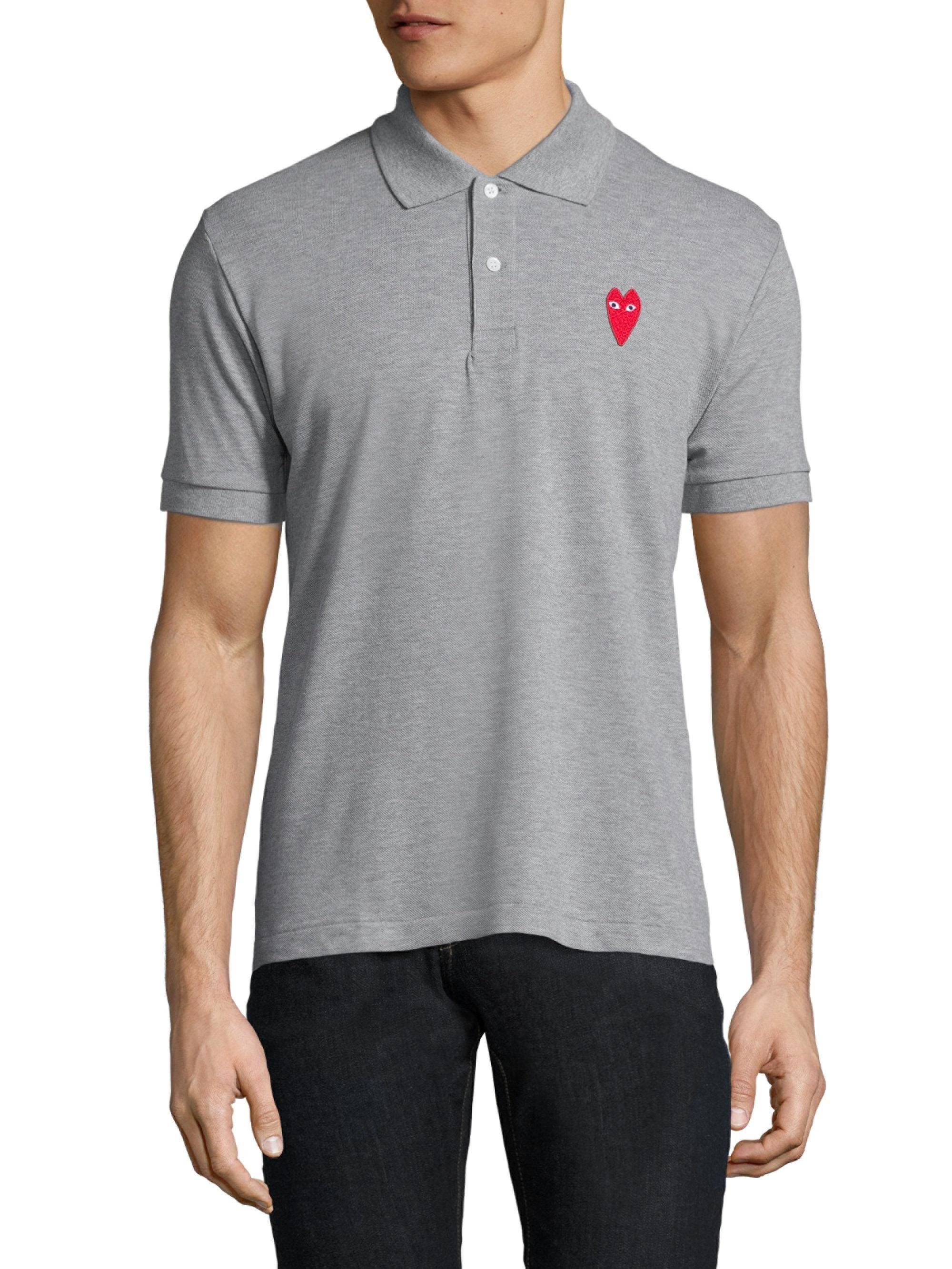 Gray and Red Heart Logo - Play Comme Des Garçons Red Heart Patch Cotton Polo Shirt in Gray for ...
