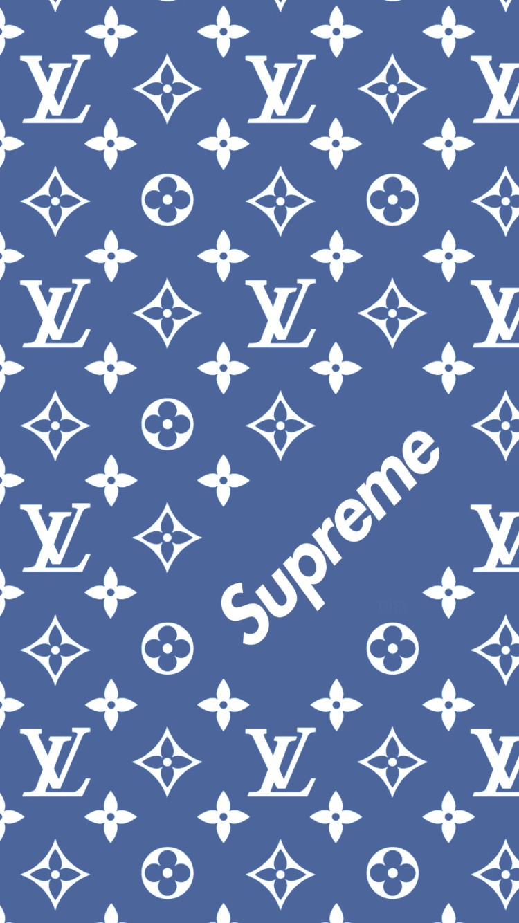 Blue Camo Supreme Logo - Louis Vuitton x Supreme pattern Wallpaper. Wallpaper. iPhone