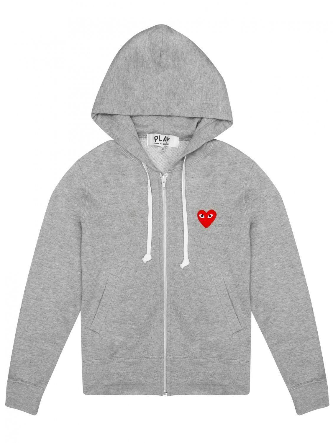 Gray and Red Heart Logo - Comme des Garcons Play Men's Red Heart Hoodie in Grey | HERVIA.COM ...