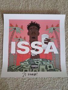 Issa 21 Savage Logo - Savage Signed Autograph Issa 12x12 Album Poster Rap Rapper