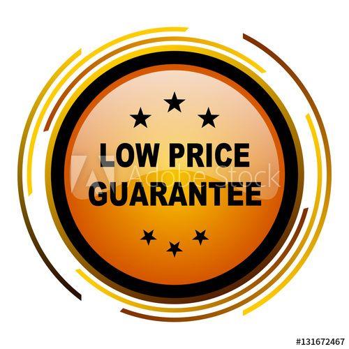 Orange and White Square Logo - Low price guarantee sign vector icon. Modern design round orange
