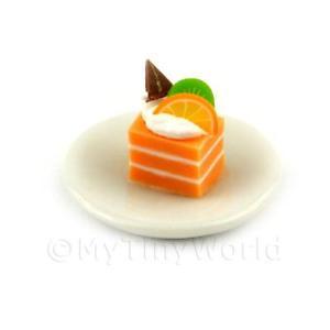 Orange and White Square Logo - Miniature Orange And White Square Cake Slice Topped With Fruit