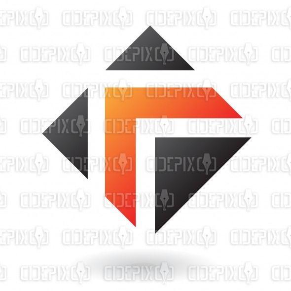 Orange and White Square Logo - abstract orange arrow in black square logo icon