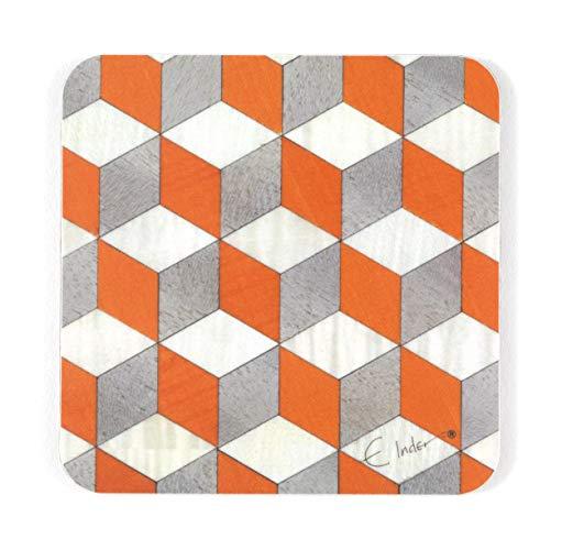 Orange and White Square Logo - 4 or 6 Coasters orange white dove Grey Melamine 100mm square x 3.2mm ...