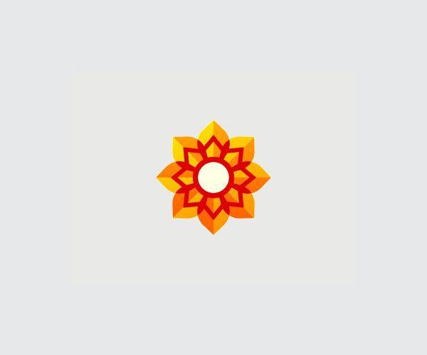 Red and Yellow Flower Looking Logo - Yellow Flower Logo With Red Outline