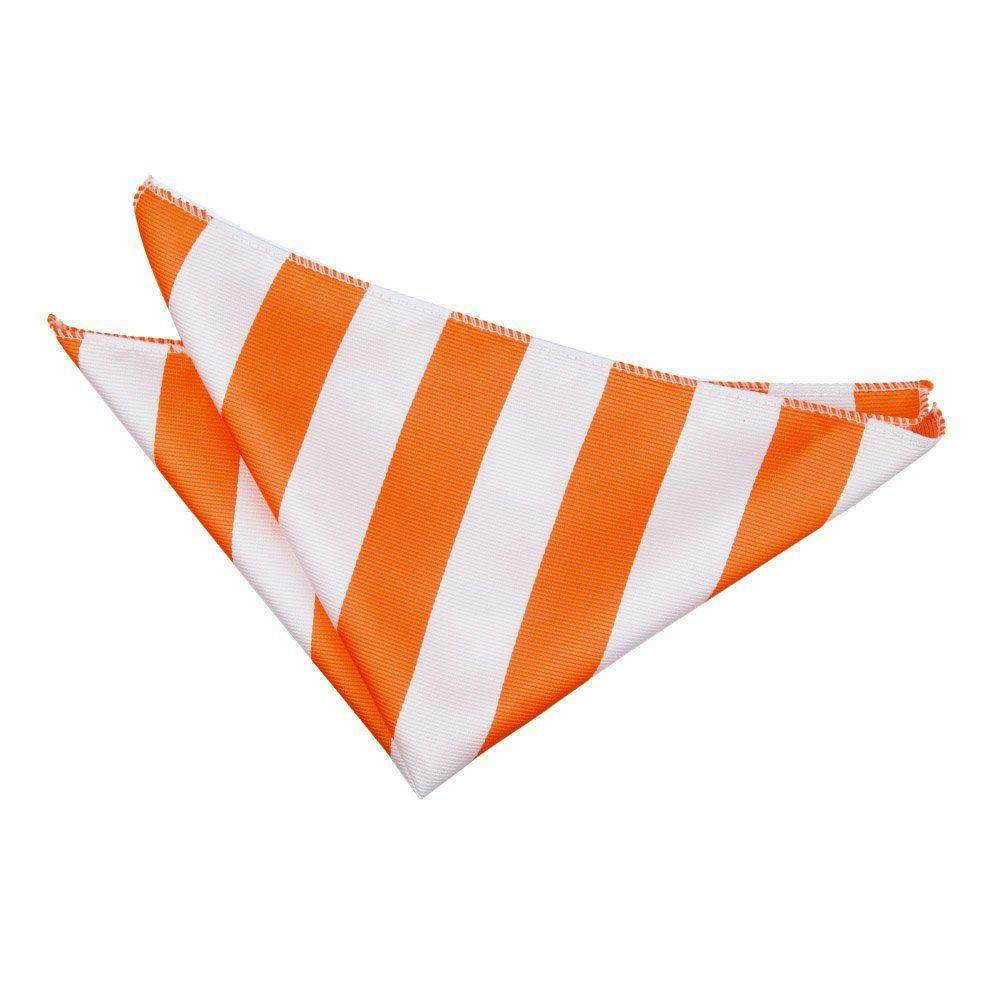 Orange and White Square Logo - Striped Orange & White Handkerchief / Pocket Square