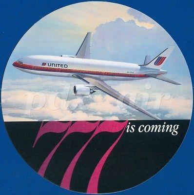 Old Boeing Logo - OLD LOGO UNITED Airlines Boeing 777 Is Coming Sticker Rare! - $7.77 ...
