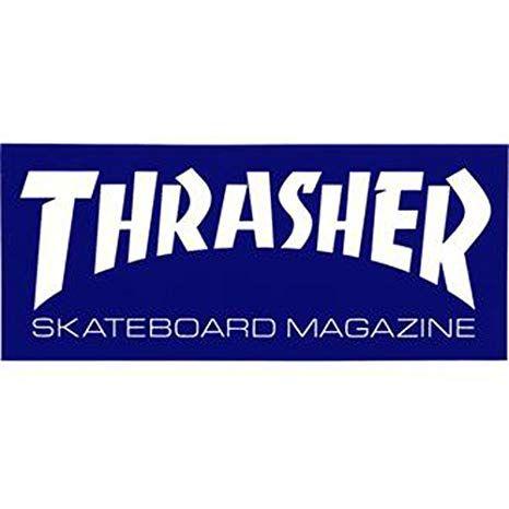 Thrasher Skateboard Logo - Amazon.com : Thrasher Magazine Logo Skateboard Sticker Blue - 15cm ...