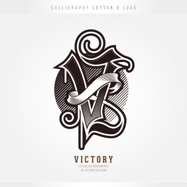 Black Letter V Logo - Calligraphy letter v logo Vector | Premium Download