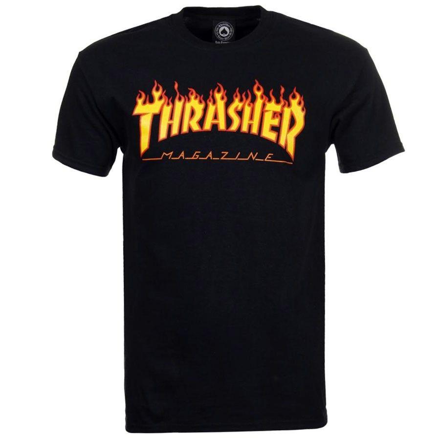 Black Flame Logo - Thrasher Skateboard Skate Mag Flame Logo Black T Shirt ...