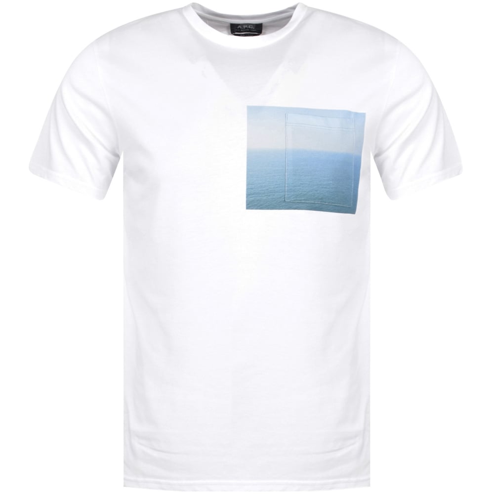 White People with Blue Square Logo - A.P.C APC White Blue Square Pocket T Shirt From Brother2Brother UK