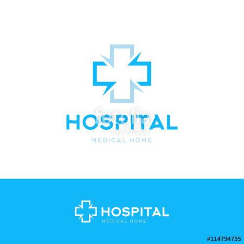 Blue Hospital Logo - Isolated blue color cross vector logo. Medical symbol contour