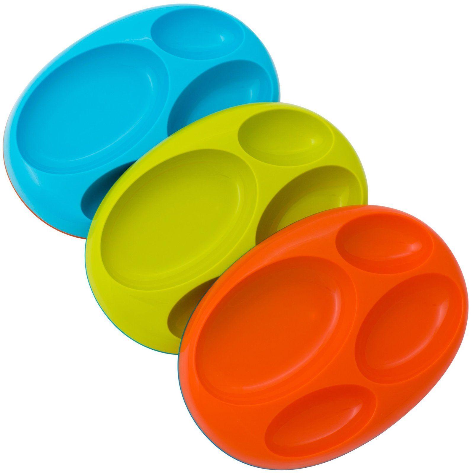 Orange and Blue Oval Logo - Boon Platter Large Divided Edgeless Plate Pack Green