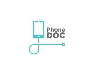 Turquoise Phone Logo - Phone Doc Logo Designed