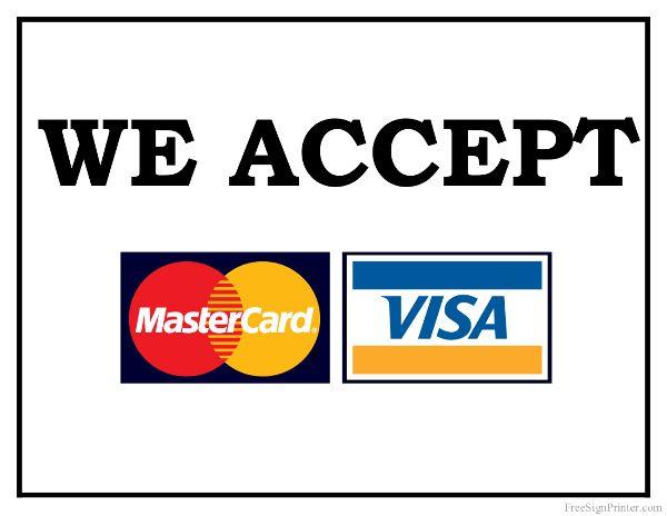 Printable Credit Card Logo - Printable We Accept Mastercard And Visa Sign