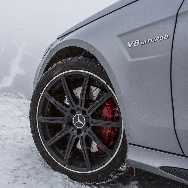 AMG Mercedes Calipers Logo - Signature red AMG brake calipers: Check. Snow tires: Check. Snow ...