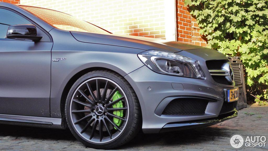 AMG Mercedes Calipers Logo - A 45 AMG in Matte Grey With Acid Green Calipers