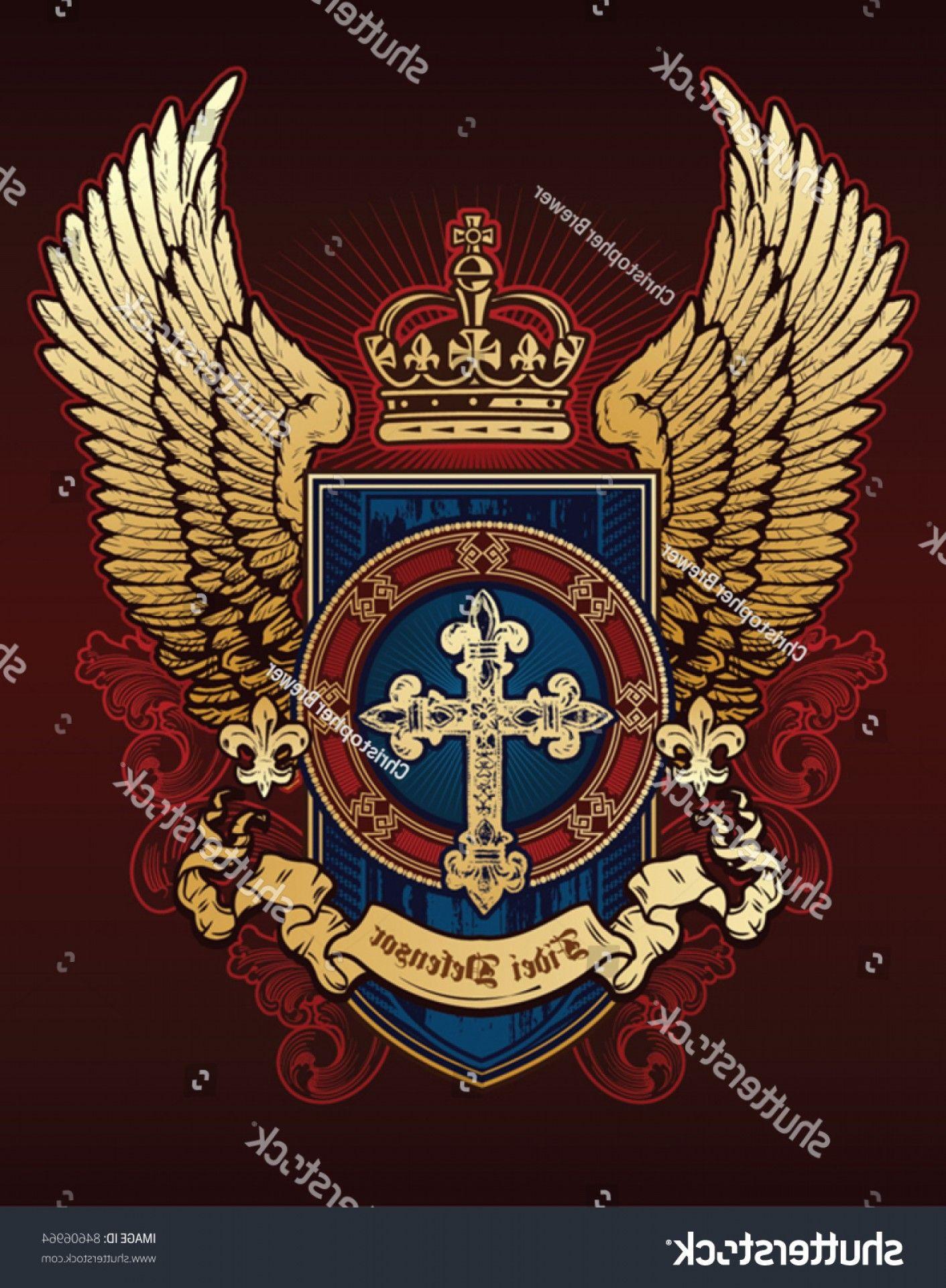Red Gold Shield Logo - Cross Wing Shield Red Blue Gold