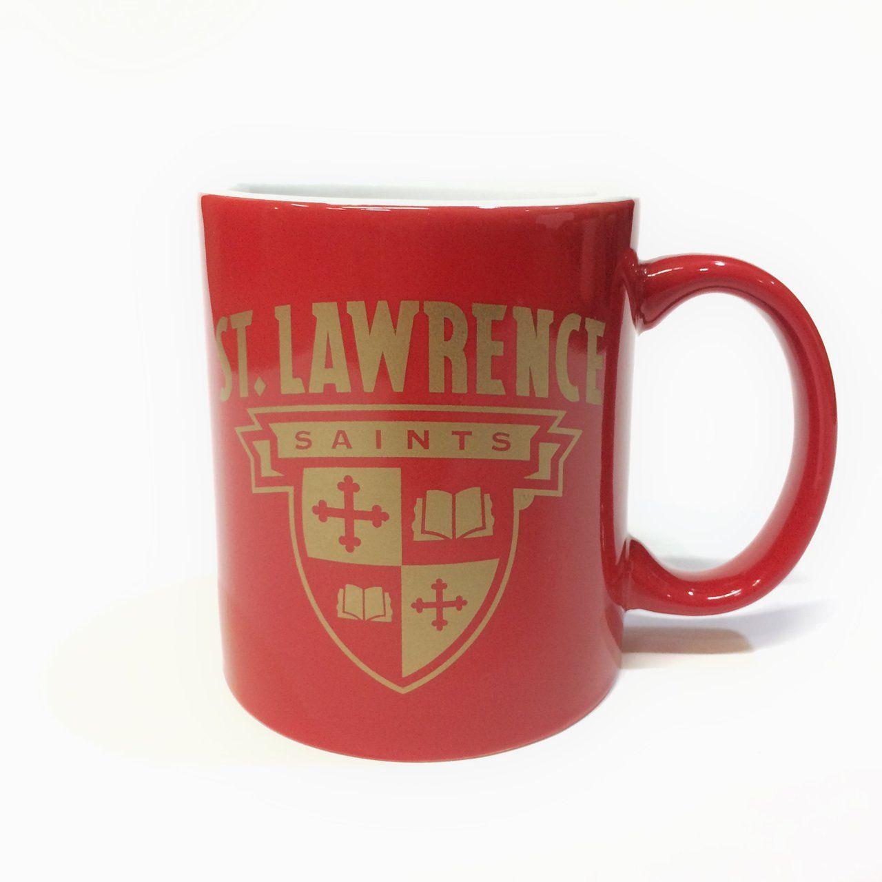 Red Gold Shield Logo - MUG RED W/ GOLD SHIELD | St. Lawrence University Brewer Bookstore