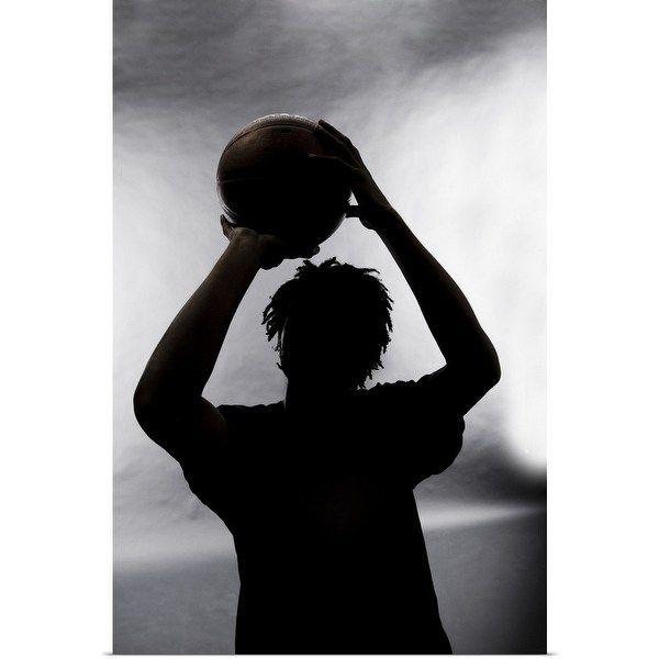 Multi Colored Hands Basketball Logo - Shop Poster Print entitled Silhouette of basketball player - Multi ...