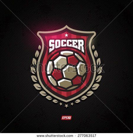 Red Gold Shield Logo - Modern vector soccer winner gold shield emblem with olive branch