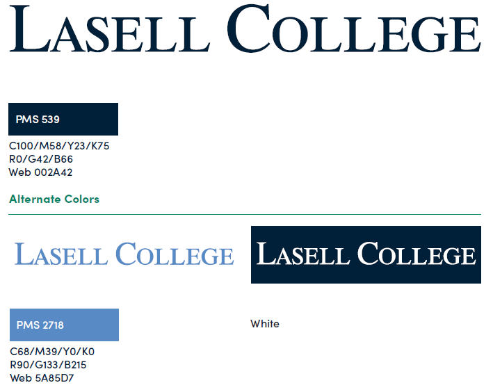 Blue and White College Logo - Brand & Identity Center - Logos – Lasell College