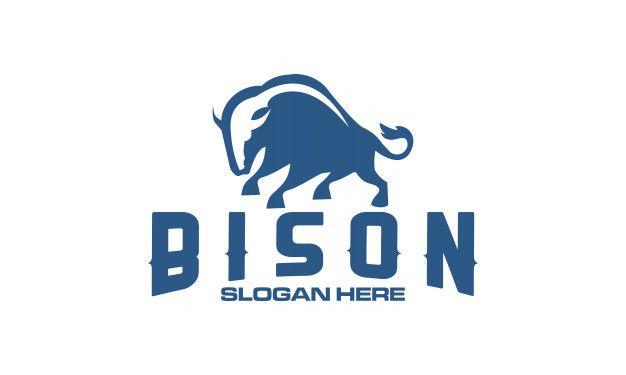 Blue Bison Logo - Bison logo design template Vector
