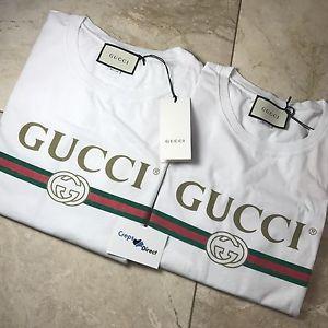 Real Gucci Logo - 100% Authentic Gucci LOGO Print T-Shirt 1980 Tee Vintage Polo White ...
