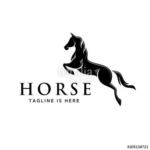 Horse Jumping Vector Logo - elegant jumping horse style logo