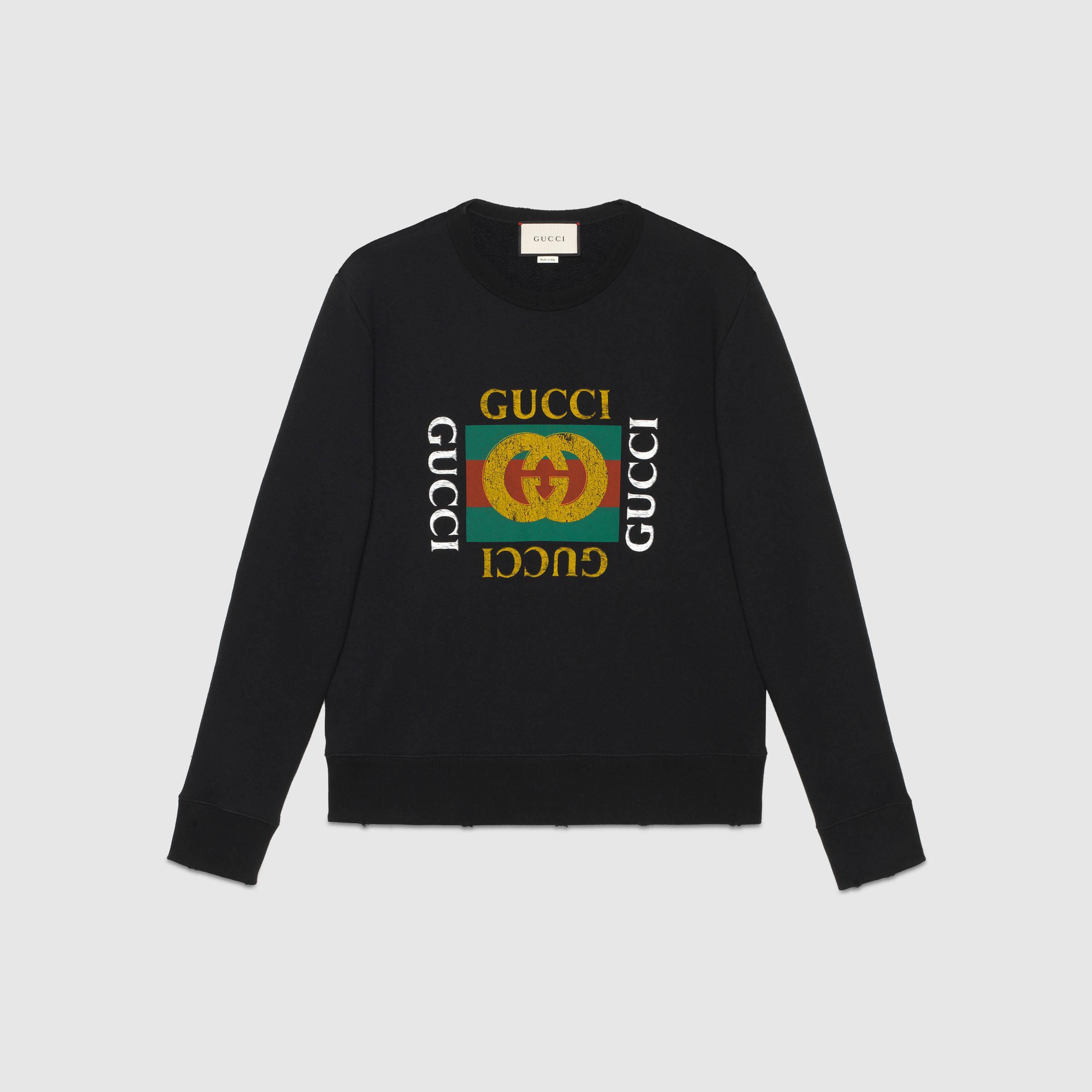 Real Gucci Logo - Discount Real Gucci Cotton sweatshirt with Gucci logo For Sale ...