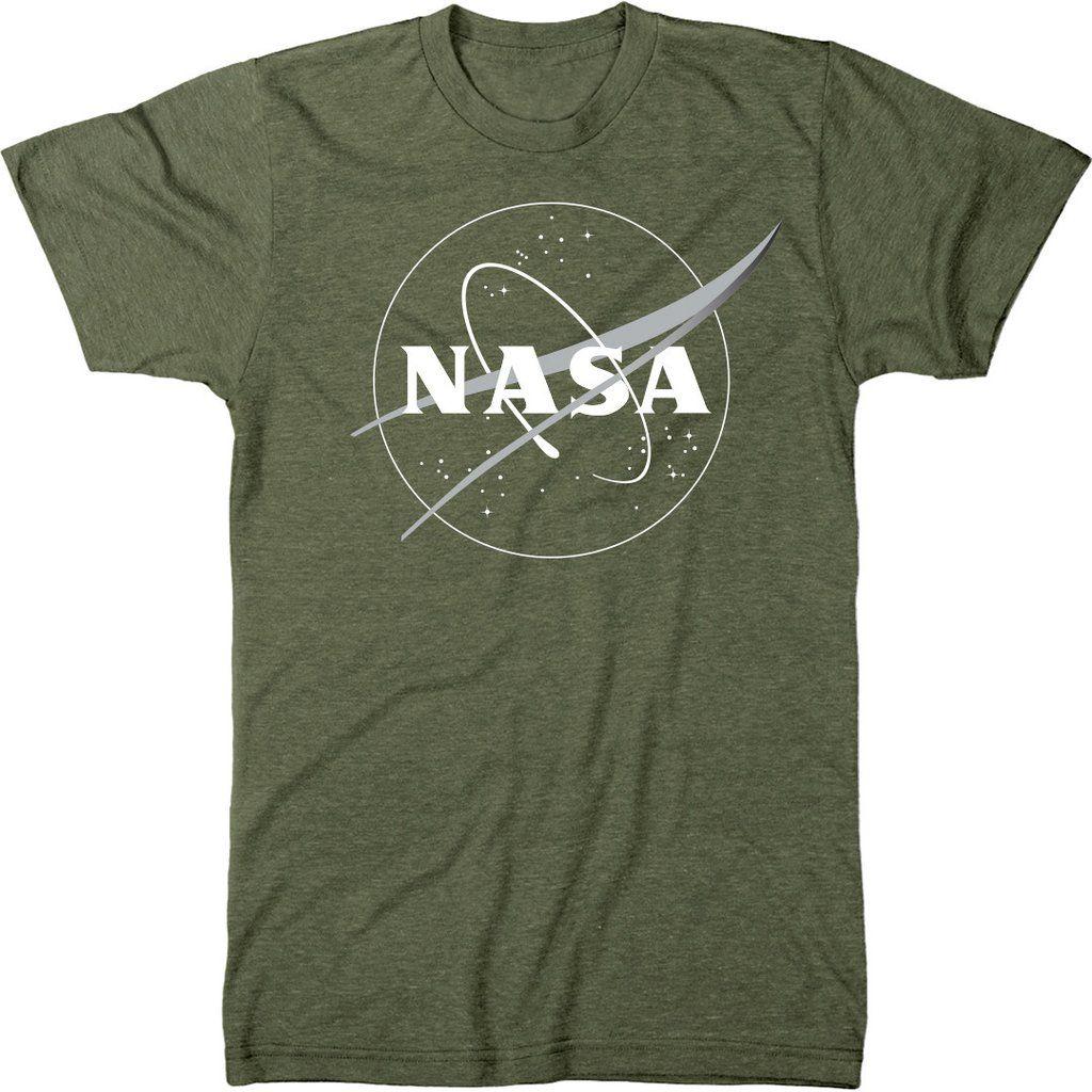 Green Worm Logo - NASA Meatball Logo White Outline Mens Modern Fit Tri-Blend T-shirt ...