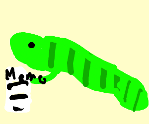 Green Worm Logo - Green worm shows a memo - drawing by inktopus