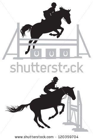 Horse Jumping Vector Logo - Equestrian sport Show jumping Horse and rider vector silhouettes by ...
